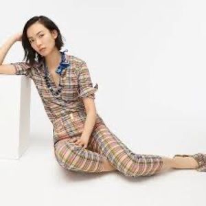 J Crew Classic Ribbon Plaid Popover Shirt, M, Like New